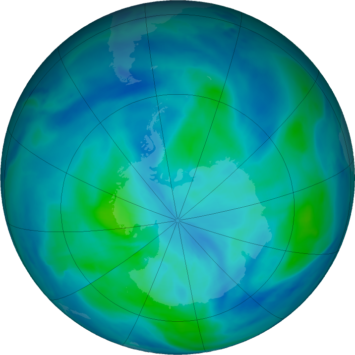 Antarctic ozone map for 12 March 2021